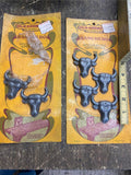 Vtg 50's Carded Barclay Toys Steer Head Decor Metal Saddlebag Western Holster