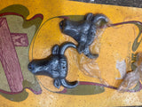 Vtg 50's Carded Barclay Toys Steer Head Decor Metal Saddlebag Western Holster