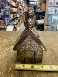 Vtg 1958 Snoopy On Dog House Coin Piggy Bank Peanuts Charlie brown Metal Minty!
