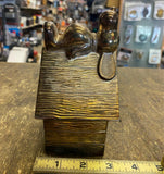 Vtg 1958 Snoopy On Dog House Coin Piggy Bank Peanuts Charlie brown Metal Minty!