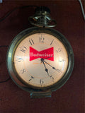 Vintage 1950s Budweiser Pocket Watch Lighted Advertising Sign Tested Works