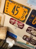 Vtg 60's Snow Craggs Reflective License Plate Topper Auto Truck Motorcycle Dirty