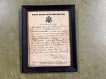 VTG Antique 1919 World War I United States Army Honorable Discharge Paper FRAMED