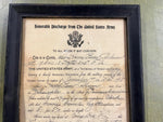 VTG Antique 1919 World War I United States Army Honorable Discharge Paper FRAMED