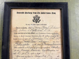 VTG Antique 1919 World War I United States Army Honorable Discharge Paper FRAMED