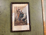 Vtg Antique 1918 Reni Mel America! United Stated Army Framed Color Print