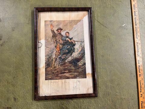 Vtg Antique 1918 Reni Mel America! United Stated Army Framed Color Print