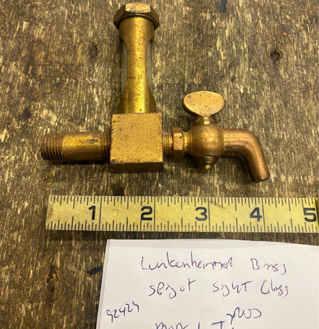 Vtg NOS Brass Hit Miss motor Model T Drain Spigot Valve Glass Sight window Radia