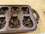 John Wright Cast Iron Teddypan Teddy Bear Mold Muffin Bake Pan Baking Pan cupcak