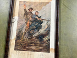 Vtg Antique 1918 Reni Mel America! United Stated Army Framed Color Print