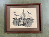 Vintage 1983 Fred Fodzuin? 89/200 Framed Melville Boat Print Portrait