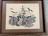 Vintage 1983 Fred Fodzuin? 89/200 Framed Melville Boat Print Portrait