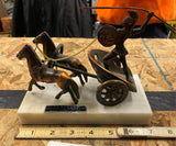 Vtg Achilles Bronze Sculpture Chariot Gladiator Marble Greece Trojan War Mytholo