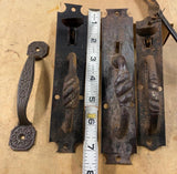 Antique 1800's Wrought Iron Door Handles Thumb Latch Lift Lock Twisted Victorian