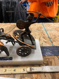 Vtg Achilles Bronze Sculpture Chariot Gladiator Marble Greece Trojan War Mytholo