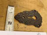 Antique Cast Iron Door Escutcheon Skeleton Key Lock Hole Cover Victorian Deco