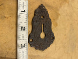 Antique Cast Iron Door Escutcheon Skeleton Key Lock Hole Cover Victorian Deco
