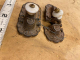 Ornate Antique Victorian Jelly Cabinet Door Lock Porcelain Knob Latch Deco Pair