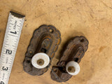 Ornate Antique Victorian Jelly Cabinet Door Lock Porcelain Knob Latch Deco Pair