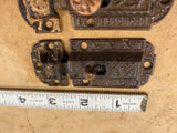 Ornate Antique Victorian Jelly Cabinet Door Lock Porcelain Knob Latch Deco Lot!