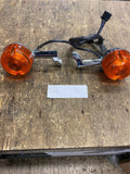 Pair of OEM Harley Front turn Signals Sportster Dyna Factory Mounts Plug in 3wir