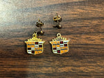 Vintage 1970s CADILLAC Emblem Logo Earrings Gold Toned