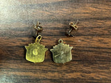Vintage 1970s CADILLAC Emblem Logo Earrings Gold Toned