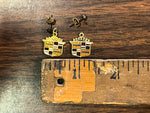 Vintage 1970s CADILLAC Emblem Logo Earrings Gold Toned