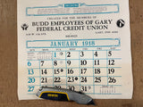 Vintage 1972 Made In USA Gary Federal Credit Union Antique Cars Calendar