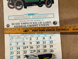 Vintage 1972 Made In USA Gary Federal Credit Union Antique Cars Calendar