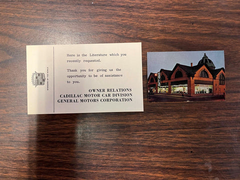Vintage 1960s Made In USA Cadillac Dealership Business And Thank You Card