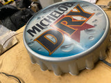 Vtg Michelob Dry Ultra Beer Bottle Cap Round 14i" Wall Sign Light Breweriana Col