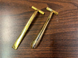 Vintage Made In Italy Lot Of Two Gold Toned Shaving Razors Collectable