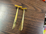 Vintage Made In Italy Lot Of Two Gold Toned Shaving Razors Collectable
