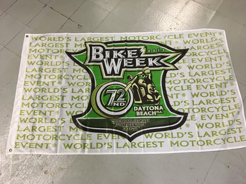 DAYTONA BEACH BIKE WEEK FLAG 2013 - 72ND ANNUAL GREEN/WHITE NEW
