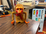 Vintage 1960s Japan Flocked Fur Windup Walking Monkey with Ski Toy