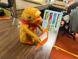 Vintage 1960s Japan Flocked Fur Windup Walking Monkey with Ski Toy