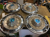 Set Hubcaps Chevy Impala Tri five corvair Blue Centers late 50's early 60's Car