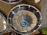 Set Hubcaps Chevy Impala Tri five corvair Blue Centers late 50's early 60's Car