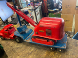 Vtg 1950's Tonka Truck Trailer Steam shovel Tin Toy Round Cab Fenders Low Boy!
