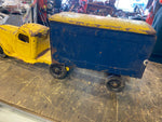 Vtg 30's Buddy L toy Truck Railway Express Agency Candy 23" Tin Tractory Trailer