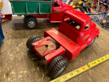 Vtg 1950's Tonka Truck Trailer Steam shovel Tin Toy Round Cab Fenders Low Boy!