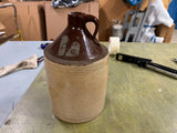 VTG Antique Primitive Stoneware Crock Jug Handled Pottery Unmarked