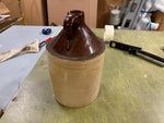 VTG Antique Primitive Stoneware Crock Jug Handled Pottery Unmarked