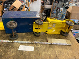 Vtg 30's Buddy L toy Truck Railway Express Agency Candy 23" Tin Tractory Trailer
