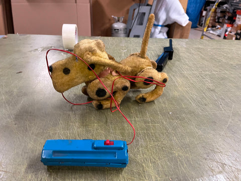 Vintage 1950s Made In Japan Battery Operated Yellow Spotted Dog Toy
