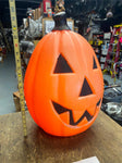 19" Blow Mold Pumpkin Jack o lantern Halloween Decor Vtg Empre Lighted Orange