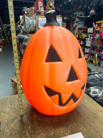 19" Blow Mold Pumpkin Jack o lantern Halloween Decor Vtg Empre Lighted Orange