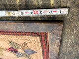 Antique Quilt Block 20's Art Framed Star Pattern Vtg Country House Decor Wall