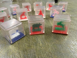 Vintage Lot Of 14 Small Plastic Cube Animals Puzzle Skill Game Toy
